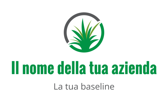 Logo design moderno di pianta verde con contorno grigio circolare