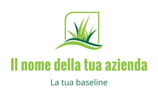 Logo moderno verde con erba stilizzata e una linea curva