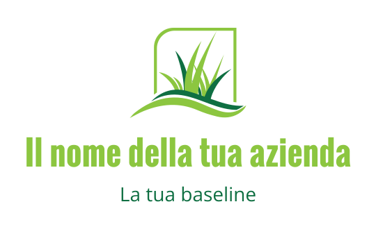 Logo moderno verde con erba stilizzata e una linea curva