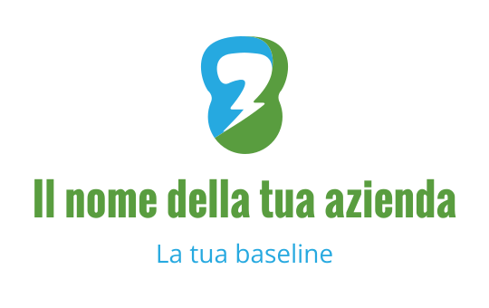 Logo moderno con una forma astratta blu e verde e un fulmine