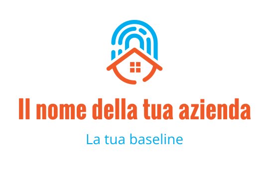 Design del logo moderno con una casa e un'impronta digitale in blu e arancione