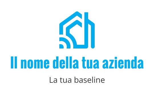 Logo design di una casa moderna blu con linee e curve astratte