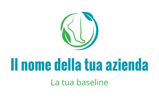 Design del logo moderno con un piede e foglie in verde e blu