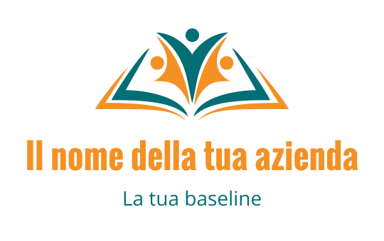 Logo colorato con figure astratte sopra un libro aperto