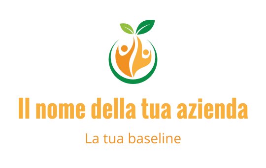 Design del logo moderno con una foglia verde e figure astratte arancioni