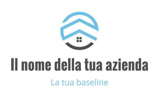 Logo moderno con una casa stilizzata e accenti blu
