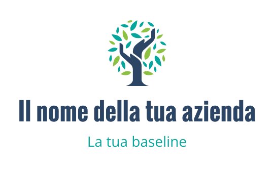 Logo di un albero moderno con foglie verdi e tronco scuro
