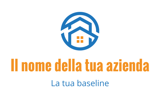 Logo di una casa moderna con elementi blu e arancioni