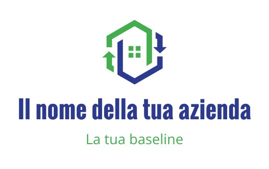 Logo moderno con una casa e frecce verdi e blu