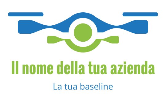 Logo moderno di drone con elementi blu e verdi