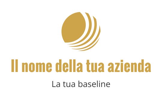 Design del logo moderno con una sfera dorata stilizzata e linee curve
