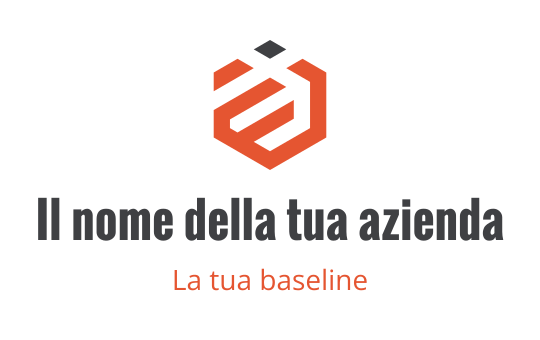 Design del logo esagonale moderno con elementi arancioni e grigi