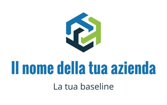 Design del logo esagonale moderno con forme intrecciate in blu e verde