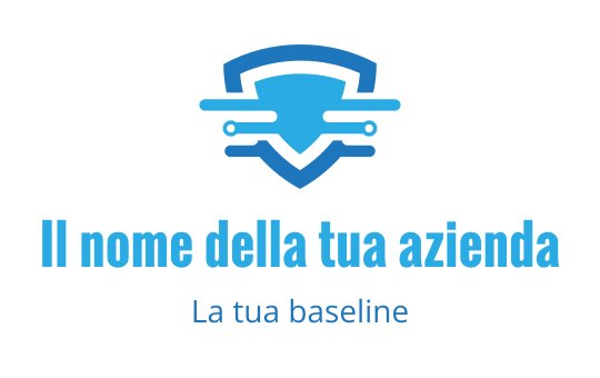 Logo design moderno con scudo blu e linee astratte