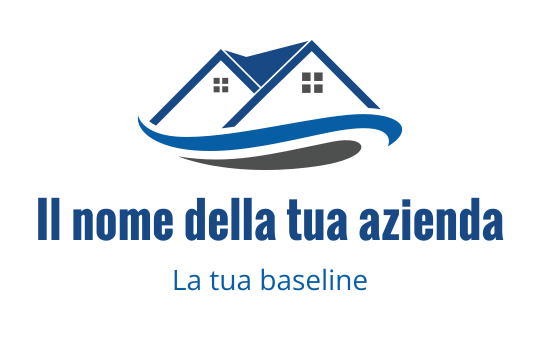 Design del logo moderno con due case stilizzate e un elemento ondulato