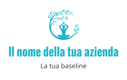 Logo sereno con figura in meditazione circondata da rami fogliosi