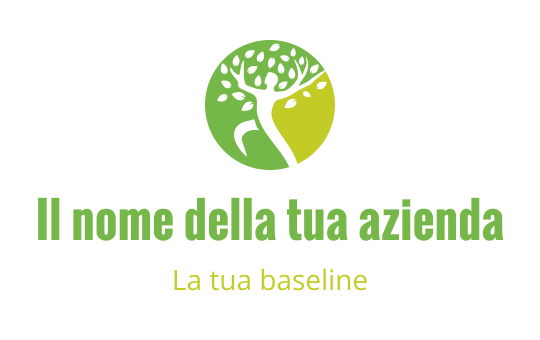 Design del logo moderno con un albero verde all'interno di una forma circolare