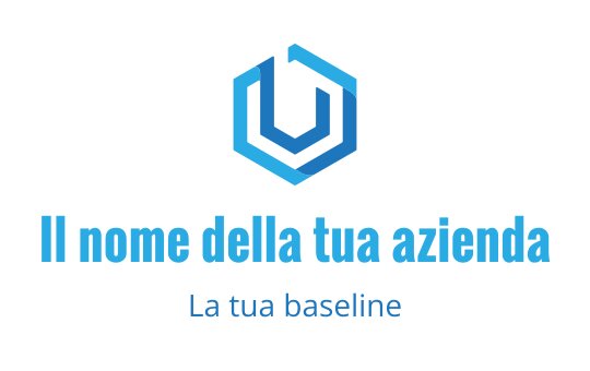 Logo design esagonale blu moderno con forme geometriche sovrapposte