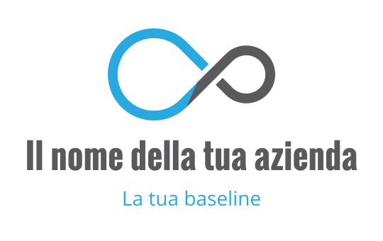 Design del logo moderno dell'infinito con elementi blu e grigi