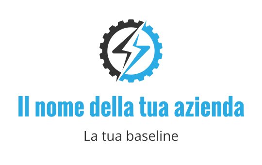 Design del logo moderno con ingranaggio e fulmine in blu e nero