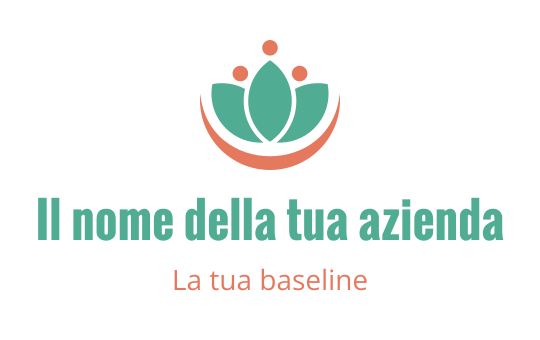 Logo moderno con un fiore di loto stilizzato in turchese e corallo