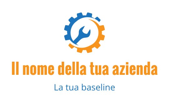 Design del logo moderno con ingranaggio e chiave inglese in blu e arancione