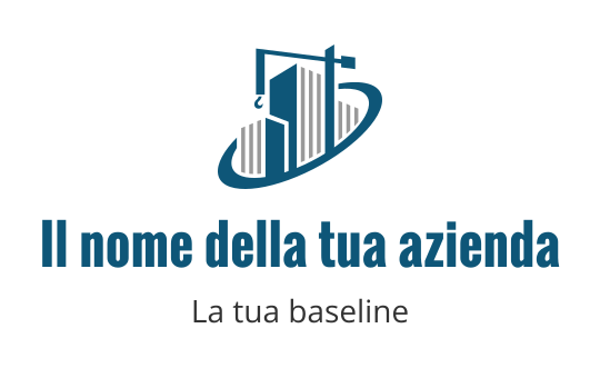 Logo moderno con un edificio stilizzato e una bilancia in blu
