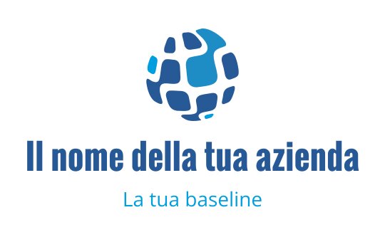 Logo moderno blu con forme astratte e tipografia pulita