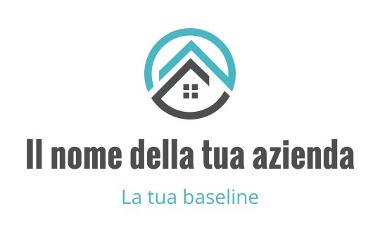 Design del logo moderno con silhouette di una casa e contorno del tetto circolare