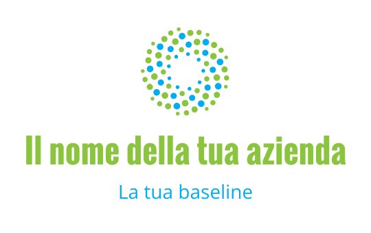 Design del logo circolare moderno con motivo a pois verdi e blu