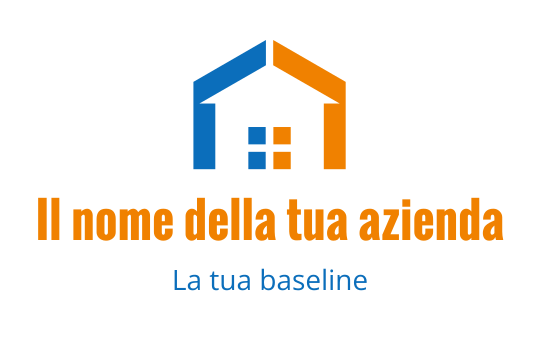 Logo di una casa moderna con elementi blu e arancioni
