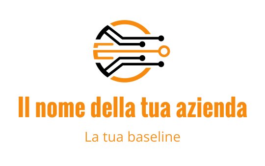 Logo moderno arancione con una chiave stilizzata e elementi circolari