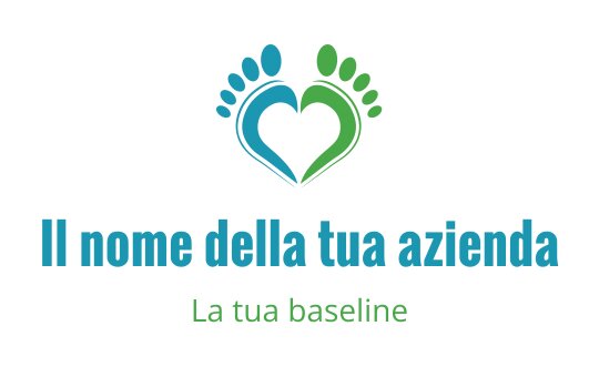 Logo colorato con impronte a forma di cuore in blu e verde