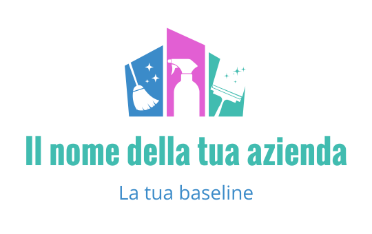 Logo colorato con strumenti per la pulizia e una bottiglia spray
