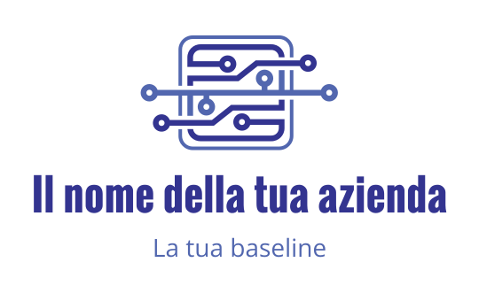 Design del logo moderno con un motivo a circuito in blu e viola