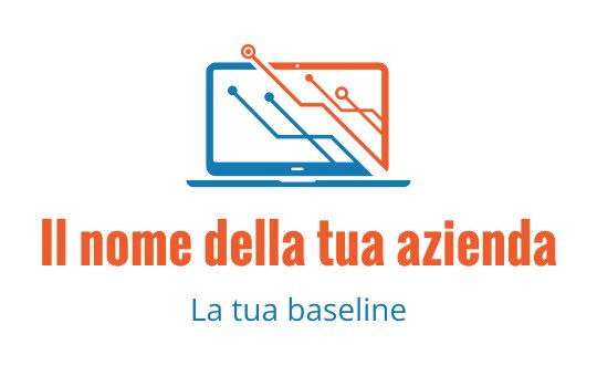 Logo design moderno di un laptop con linee di circuito blu e arancioni