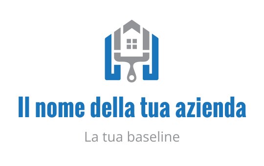 Logo moderno con una casa e un rullo di vernice in blu e grigio