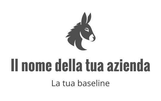 Logo design di testa di asino stilizzata in grigio con tipografia audace