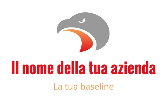 Logo design di testa d'aquila audace in grigio, arancione e rosso