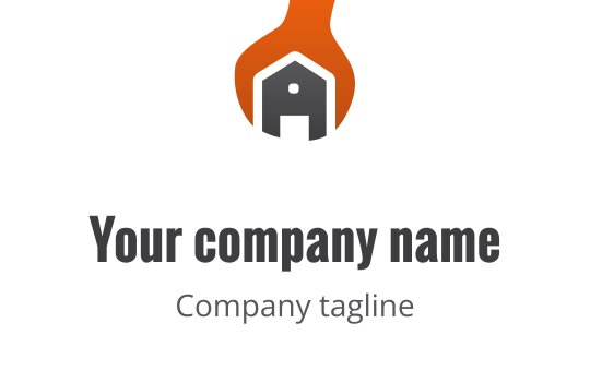 Logo audace con ingranaggio arancione, dettagli marroni e testo grigio
