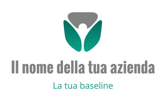 Logo moderno con una figura stilizzata e foglie verdi
