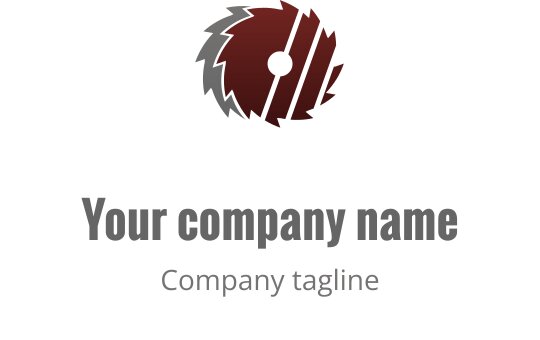 Logo design di una moderna lama circolare in tonalità rosso e grigio
