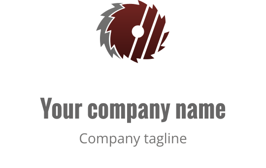 Logo design di una moderna lama circolare in tonalità rosso e grigio