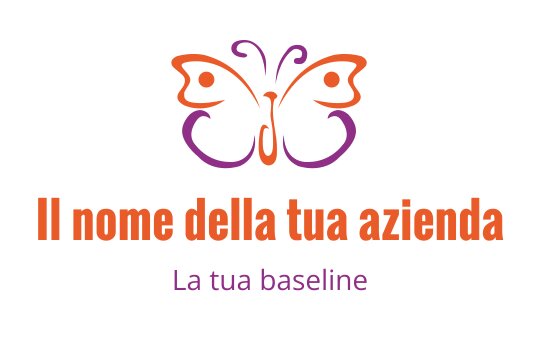 Logo di una farfalla colorata con accenti arancioni e viola