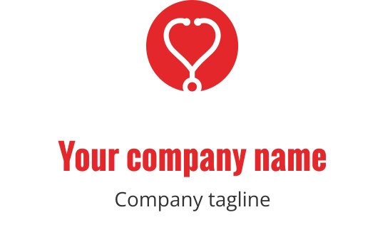 Design del logo moderno con uno stetoscopio a forma di cuore