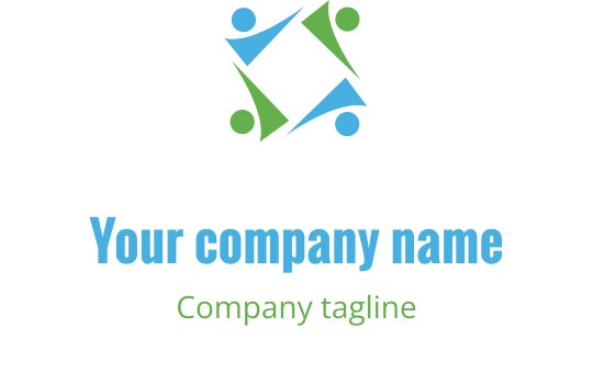 Logo colorato con forme interconnesse in blu e verde