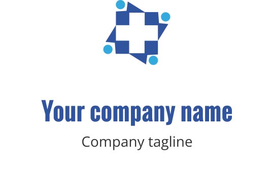 Logo moderno blu e verde acqua con una forma geometrica a stella