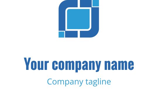 Logo moderno blu con forme geometriche e linee pulite