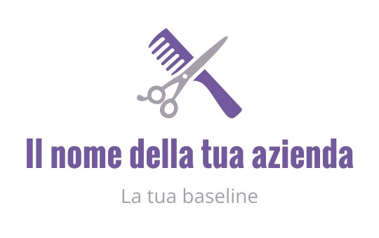 Design del logo moderno con forbici e pettine in tonalità viola