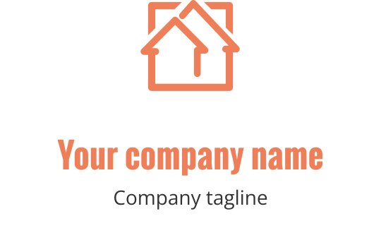 Logo moderno in corallo con forme architettoniche astratte